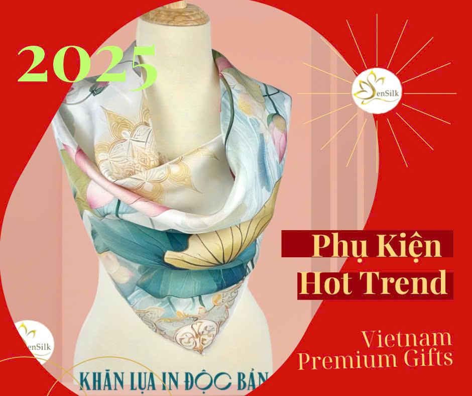 Khăn Lụa 100% Tơ Tằm In Cao Cấp SenSilk - Hot Trend Phụ Kiện Thời Trang 2025