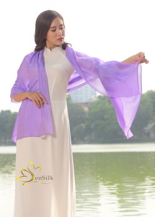 Khăn Choàng Cổ Lụa SenSilk Tím4