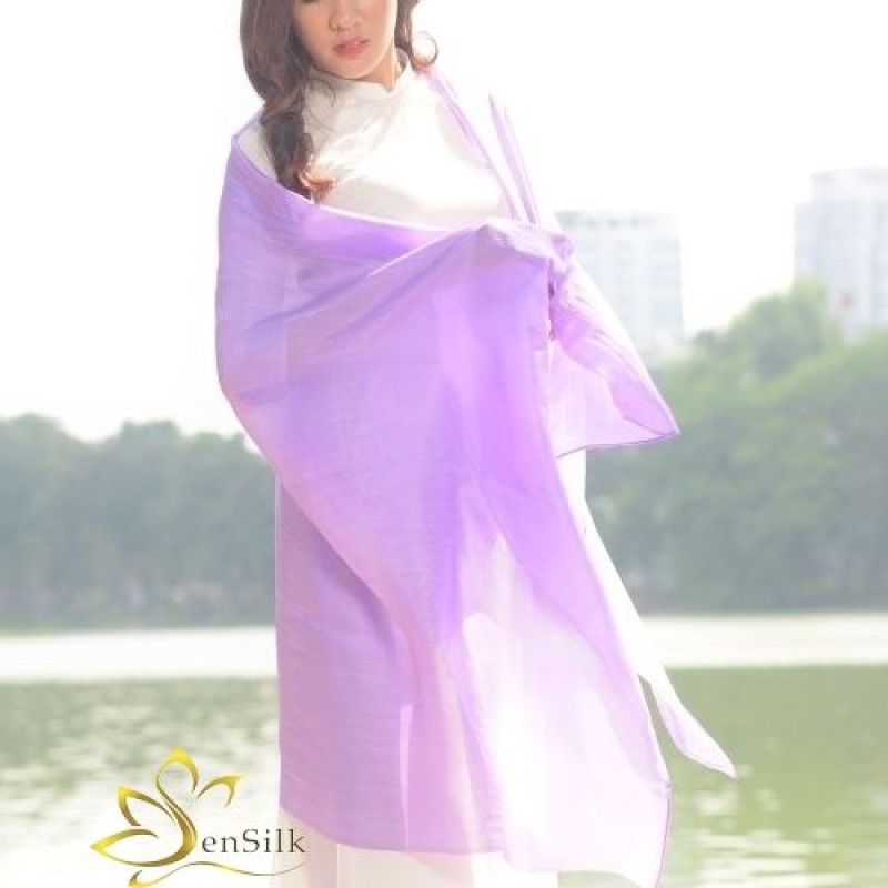 Khăn Lụa Cao Cấp Nha Xá (Tím) SenSilk - Handwoven Silk Scarf