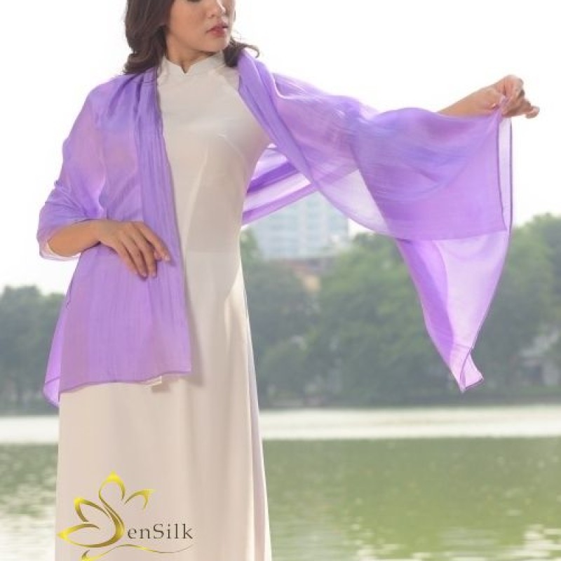 Khăn Lụa Cao Cấp Nha Xá (Tím) SenSilk - Handwoven Silk Scarf