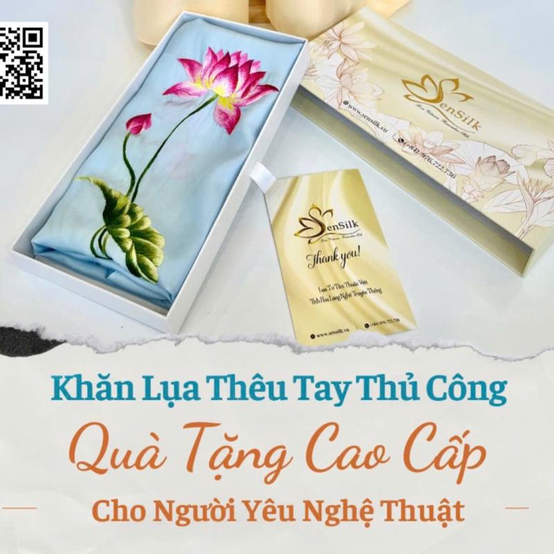 Khăn Lụa Thêu Tay Thủ Công SenSilk - Quà Tặng Cao Cấp Cho Người Yêu Nghệ Thuật