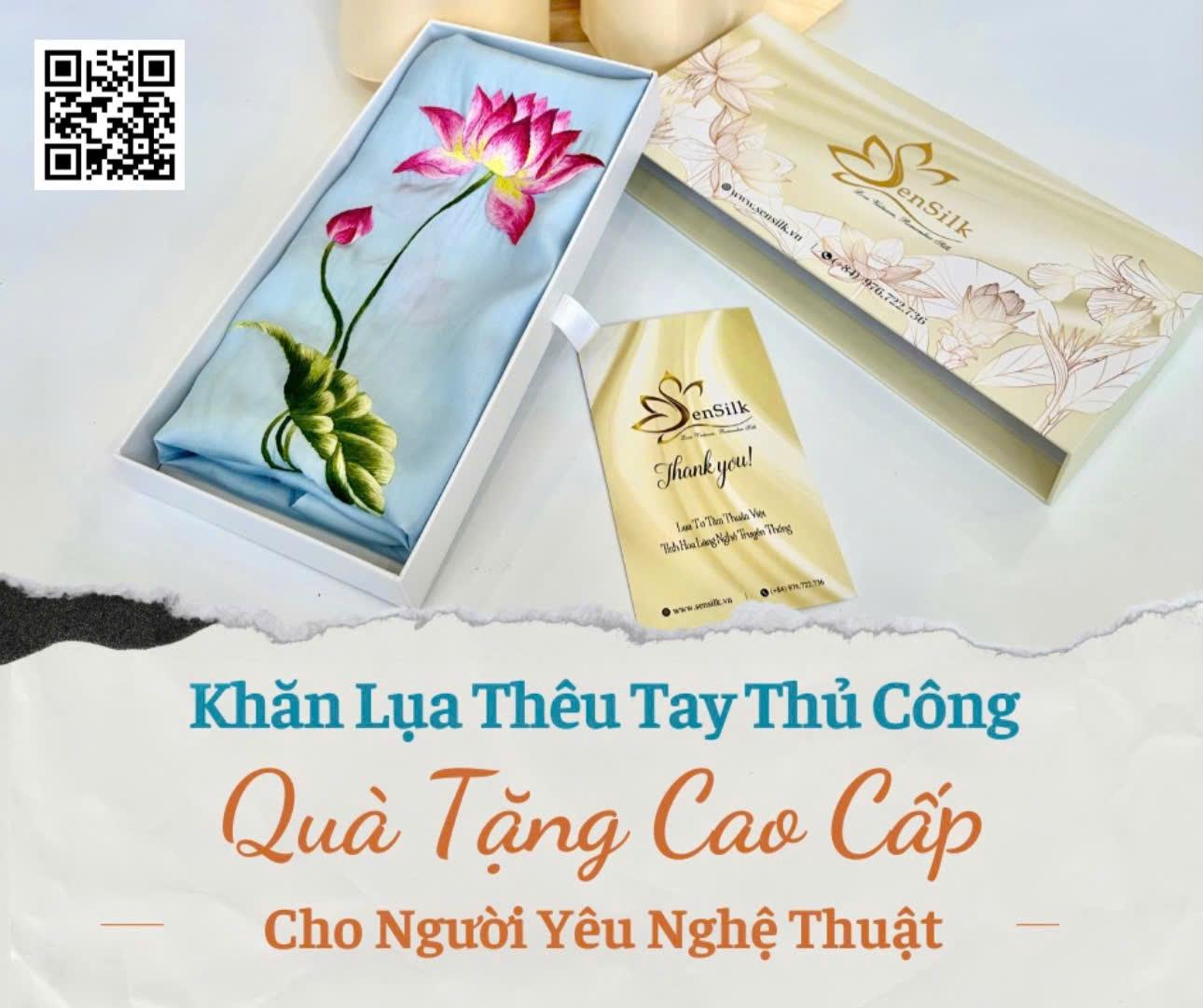 Khăn Lụa Thêu Tay Thủ Công SenSilk - Quà Tặng Cao Cấp Cho Người Yêu Nghệ Thuật