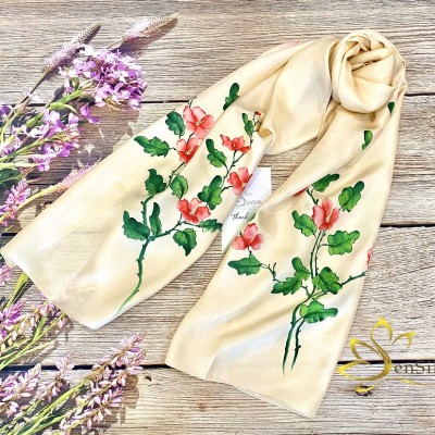 Korea Silk Gift - Khăn Lụa Vẽ Quốc Hoa Hàn Quốc Mugunghwa SenSilk