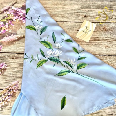 Hand Painted Silk Scarf by SenSilk - Khăn Vẽ Lụa Tơ Tằm Hoa Ngọc Lan