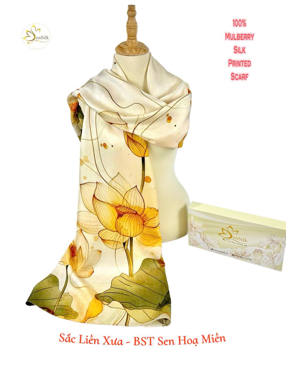 ✨ Khăn lụa Sắc Liên Xưa – Thanh khiết như hồn sen