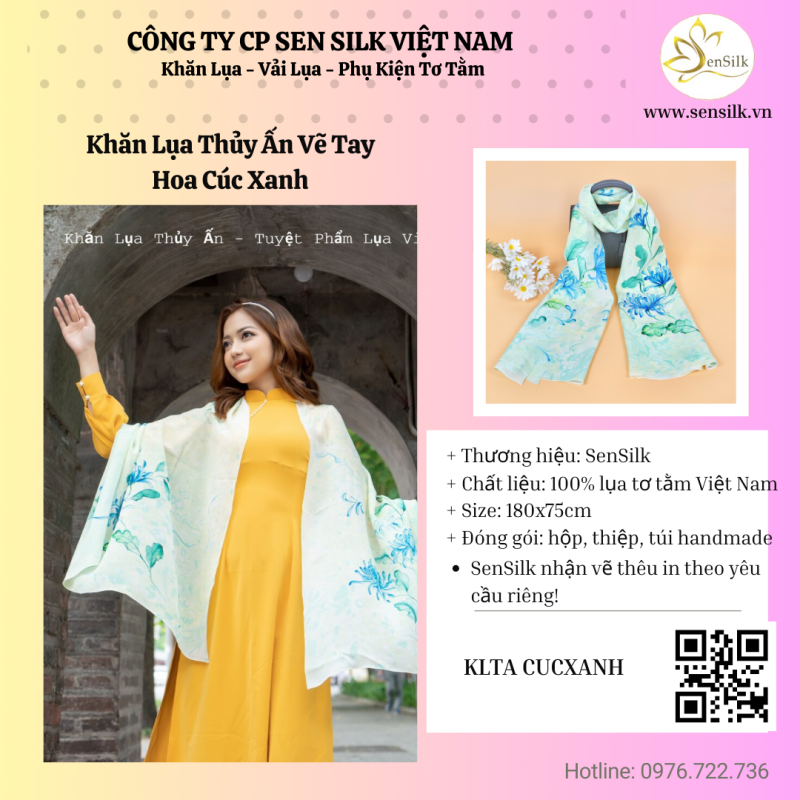 Khăn Lụa Vẽ Tay Cao Cấp SenSilk – Món Phụ Kiện Tinh Tế Dành Cho Phái Đẹp