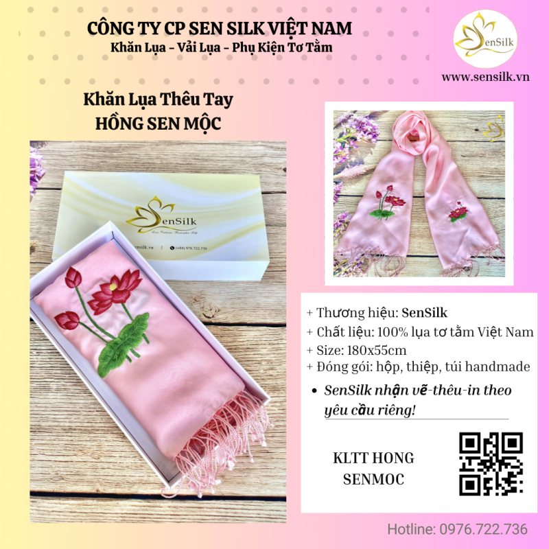 🌸 Khăn Lụa Hồng Sen – Chạm Vào Cảm Xúc Việt 🌸
