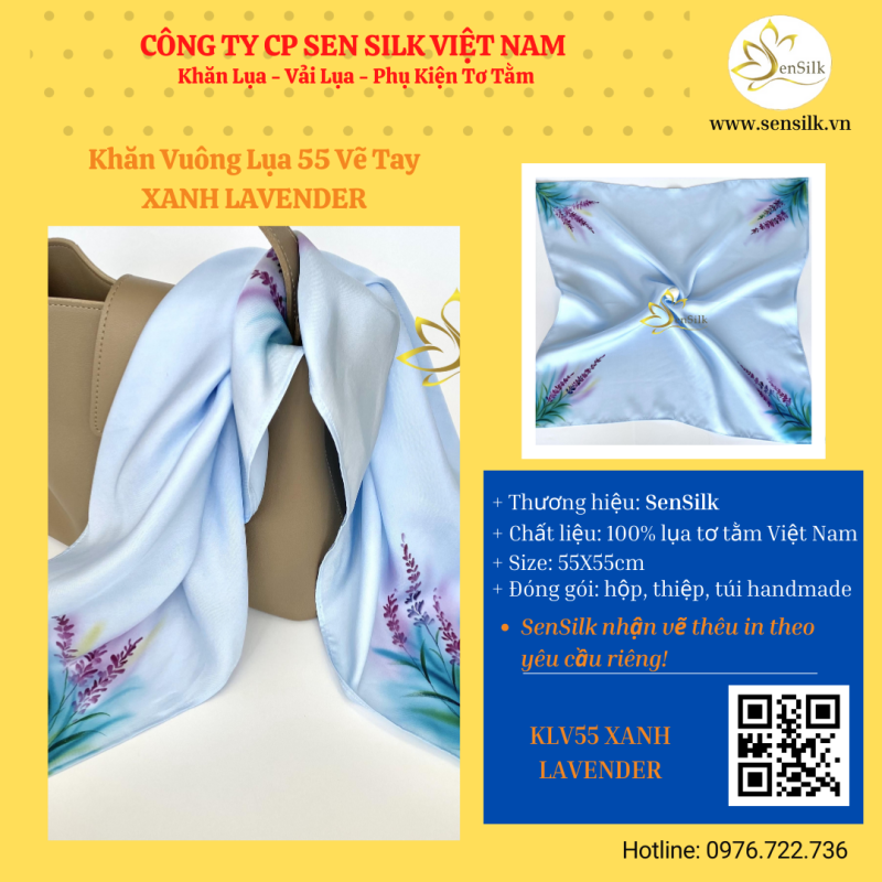 💜 KHĂN LỤA VUÔNG VẼ TAY LAVENDER – CHẤT THƠ MỘNG CHO PHONG CÁCH RIÊNG 💜