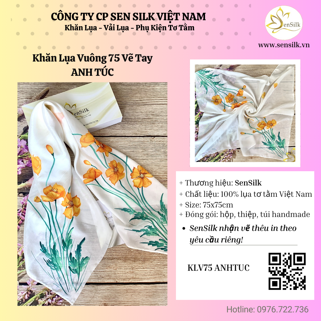 ✨ Khăn lụa vẽ tay – Món quà độc bản cho người phụ nữ yêu thương 🌸