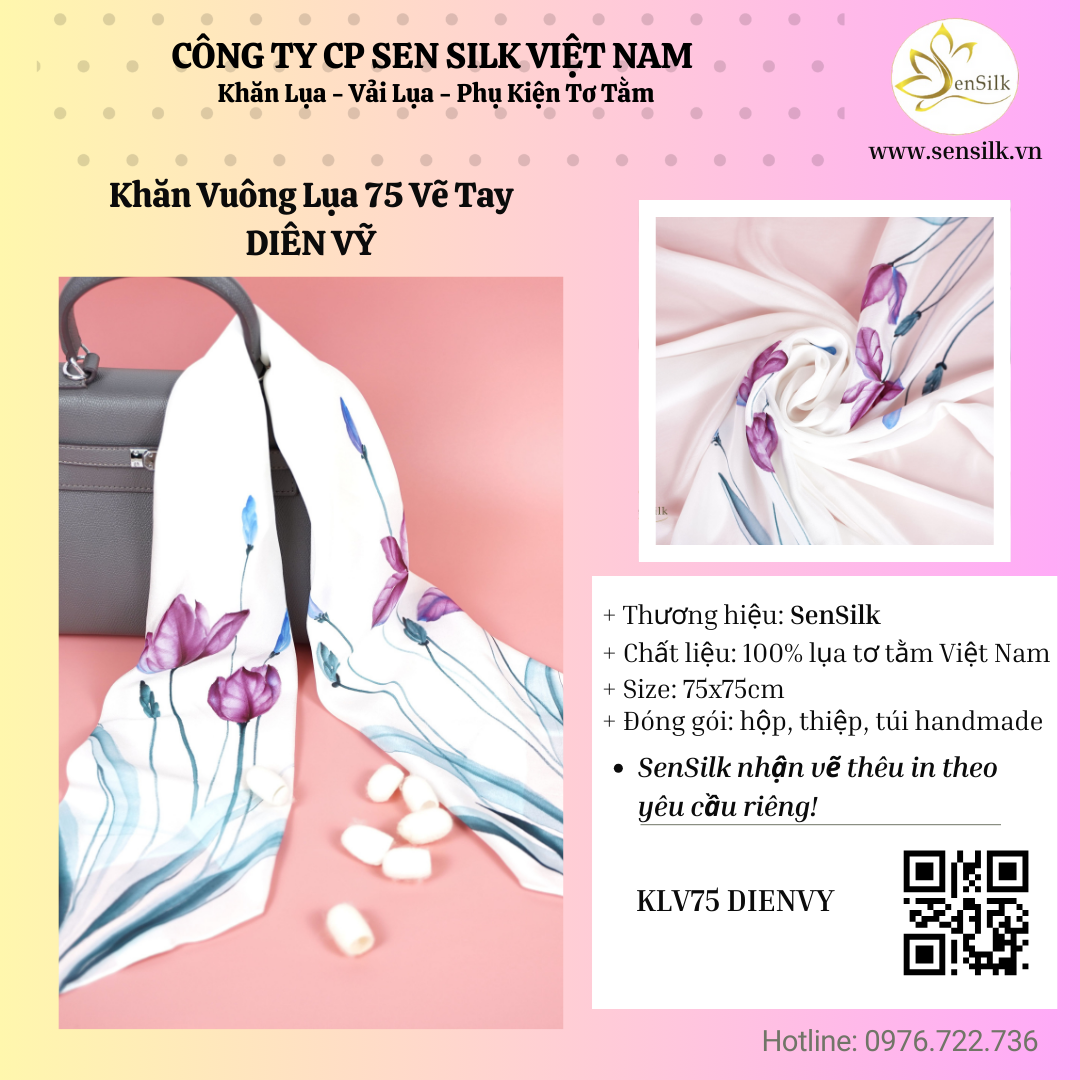 🌼 Món Quà Của Sự Tinh Tế: Khăn Lụa Hoa Diên Vỹ SenSilk