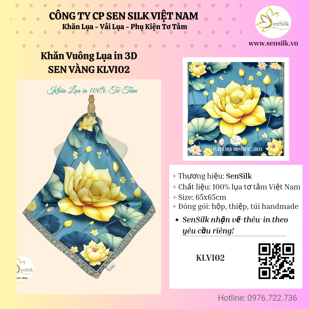 ✨Khăn lụa vuông hoa sen – Hơi thở của sự an yên