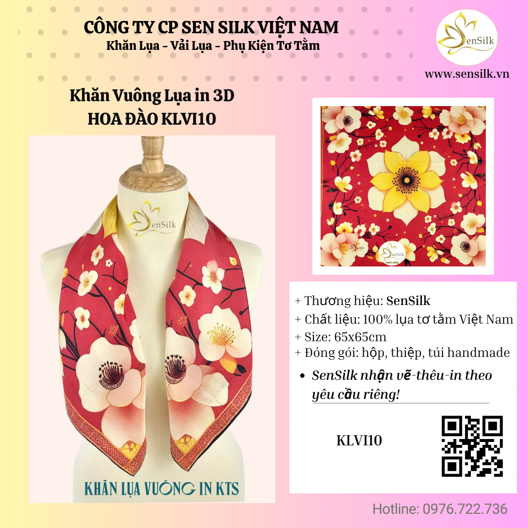 🌼 Khăn Lụa Hoa Đào – Tặng Nét Xuân Cho Nàng 20/10