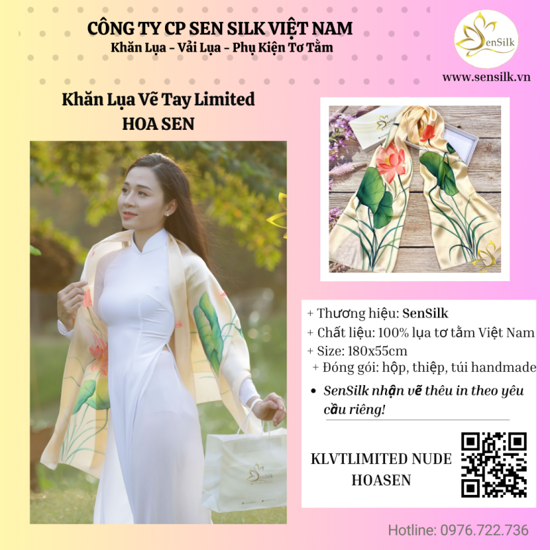 ✨ Khăn lụa vẽ tay SenSilk – Dấu ấn của sự sang trọng và tinh hoa Việt