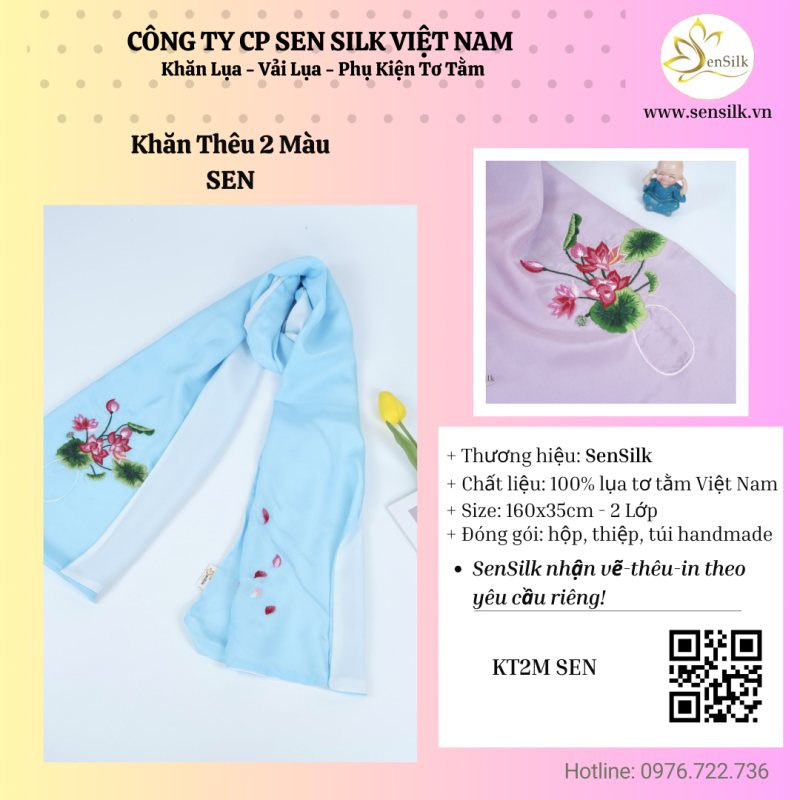 khăn lụa thêu tay SenSilk-Khơi nguồn từng sợi lụa