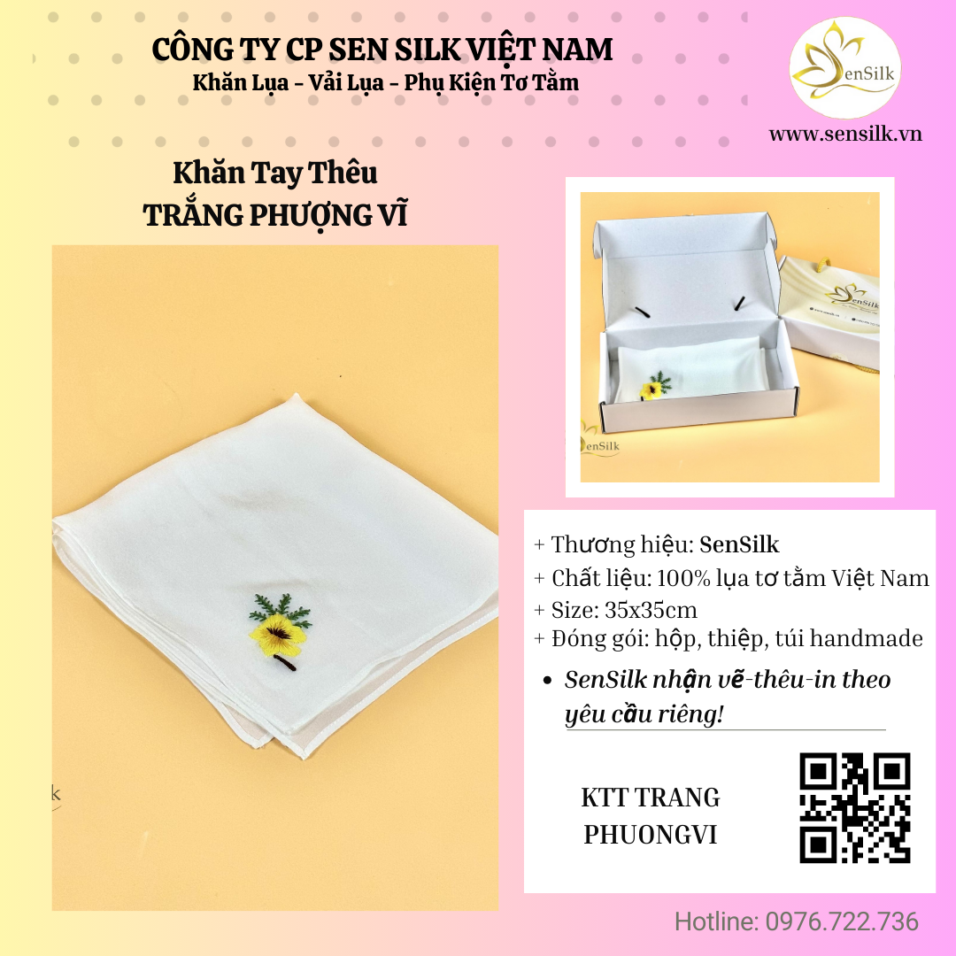🎁 Gửi Thương Qua Tấm Lụa Mềm – Khăn Tay Thêu SenSilk