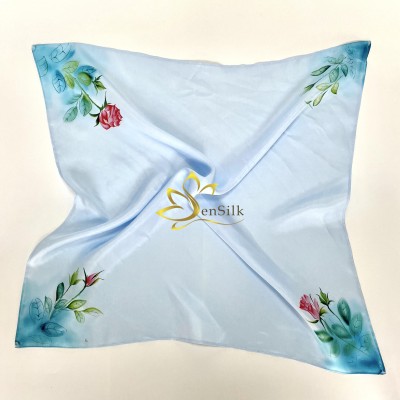 Khăn Thời Trang Lụa Vẽ Thủ Công Hoa Hồng Sen Silk - Quà Tặng Vợ Yêu