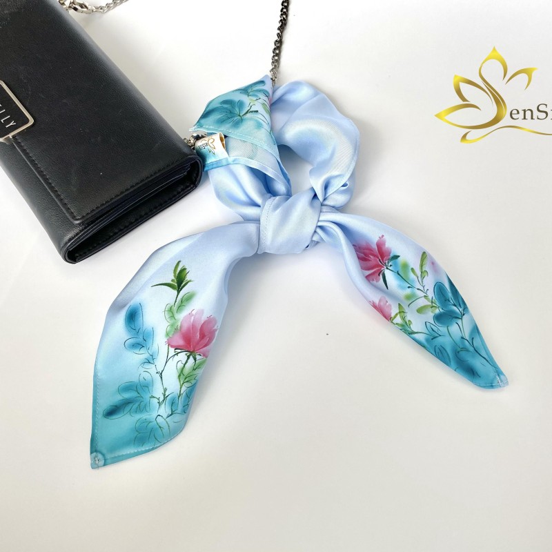 Khăn Lụa Cao Cấp Vẽ Tay Mẫu Đơn 75x75cm - Bow Tie Silk Hand Painted