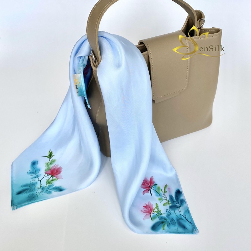 Khăn Lụa Cao Cấp Vẽ Tay Mẫu Đơn 75x75cm - Bow Tie Silk Hand Painted